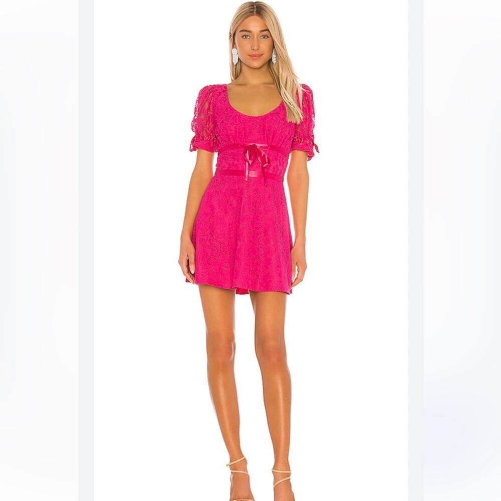 Lovers + Friends Fuchsia Lace Cloud Nine Mini Dress Small Coquette